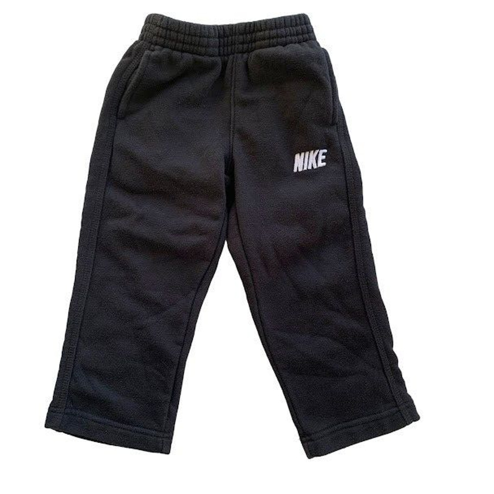 Nike Boys Size 3T Sweatpants Black Pull On Swoosh Active Fleece Pockets